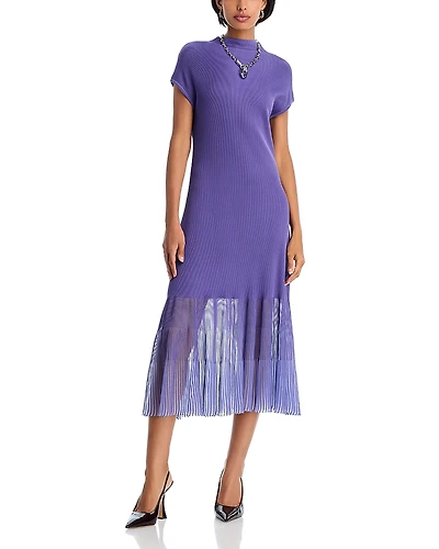 Misook High Neck Midi Dress