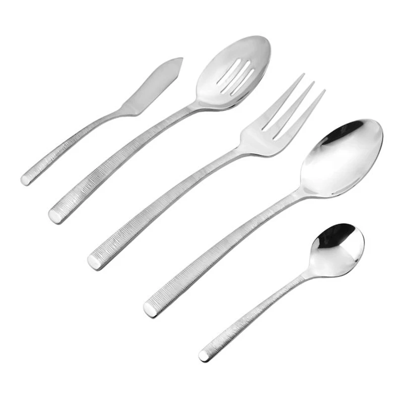 Stainless Steel Birchwood Mirror 45 Piece Flatware Set, Service for 8
