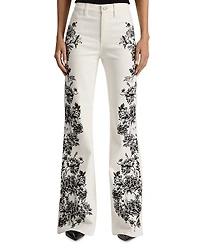 Alice and Olivia High Rise Embroidered Wide Leg Jeans