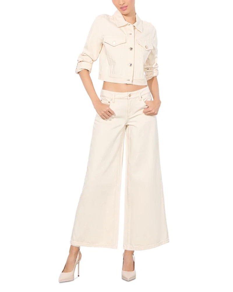 Amazing Low Rise Cropped Wide Leg Jeans Natural