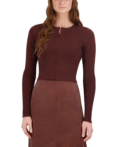 Point Knit Crewneck Cropped Cardigan Sweater