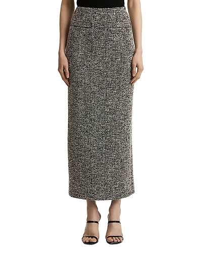 Oscar de la Renta Boucle Jersey Tweed Tailored Midi Skirt