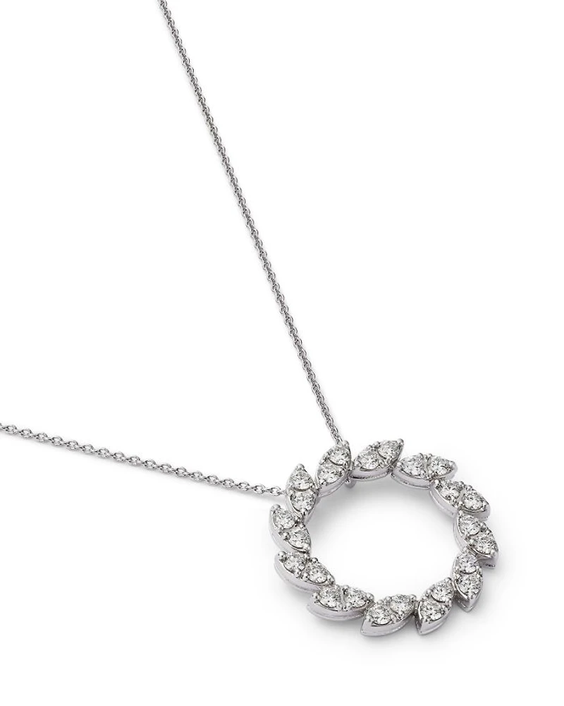 18K White Gold Diamond Marquesa Small Swirl Pendant Necklace, 18"