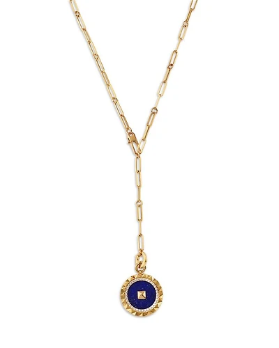 18K Rose Gold Diamond & Blue Lapis Obelisco Medallion Paperclip Necklace, 19"