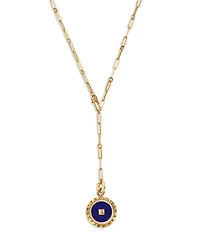 18K Rose Gold Diamond & Blue Lapis Obelisco Medallion Paperclip Necklace, 19"