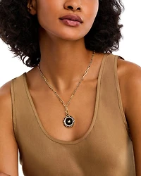 18K Yellow Gold Diamond Obelisco Medallion Paperclip Necklace, 19"