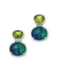 Bloomingdale's Fine Collection Blue Topaz, Peridot & Azurite East West Oval Drop Earrings