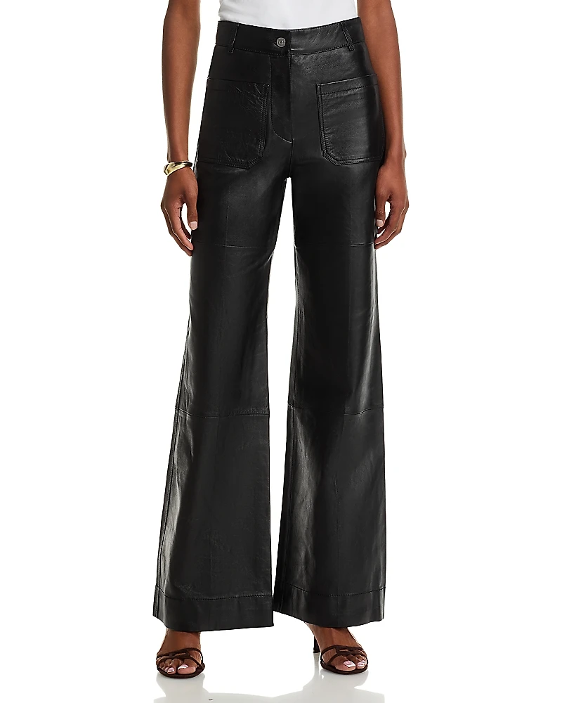 Victoria Beckham Alina Leather Flared Leg Pants