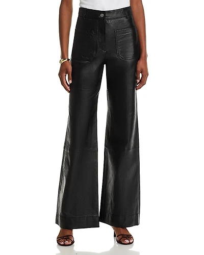 Victoria Beckham Alina Leather Flared Leg Pants