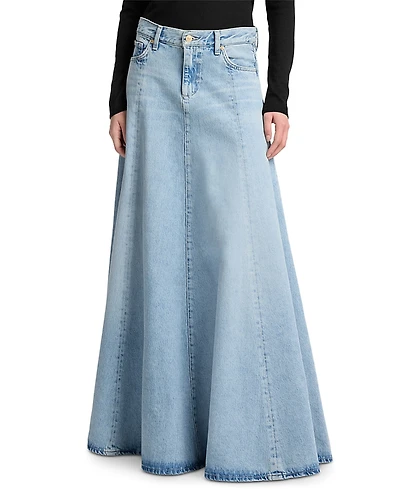 7 For All Mankind Drama Full Length Denim Skirt