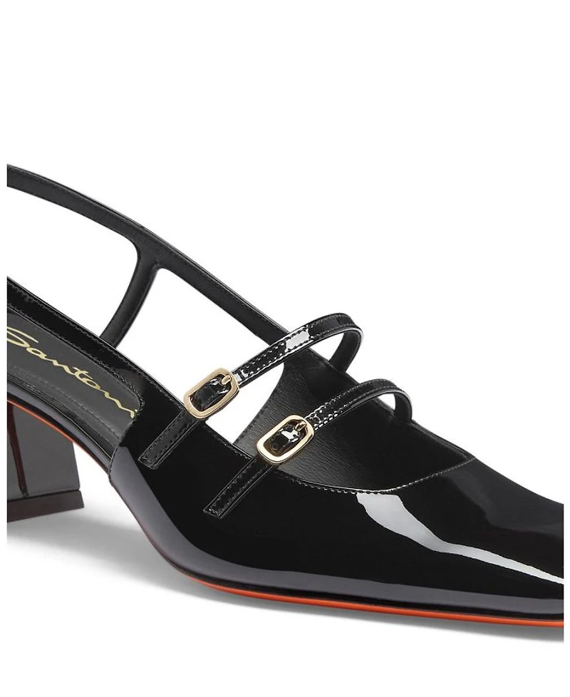 Women's Patent Leather Mid-Heel Slingback