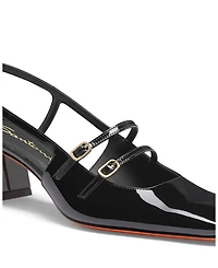 Women's Patent Leather Mid-Heel Slingback