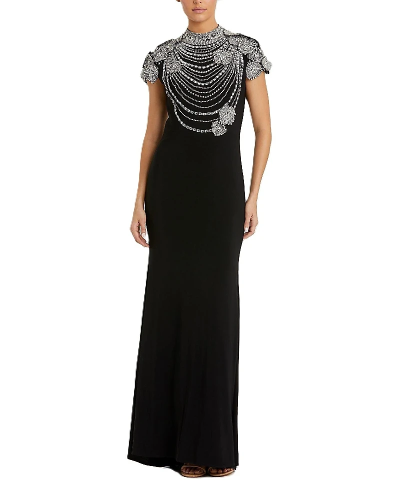 Mac Duggal High Neck Embellished Column Gown