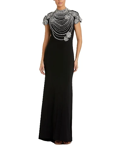 Mac Duggal High Neck Embellished Column Gown