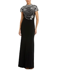 Mac Duggal High Neck Embellished Column Gown