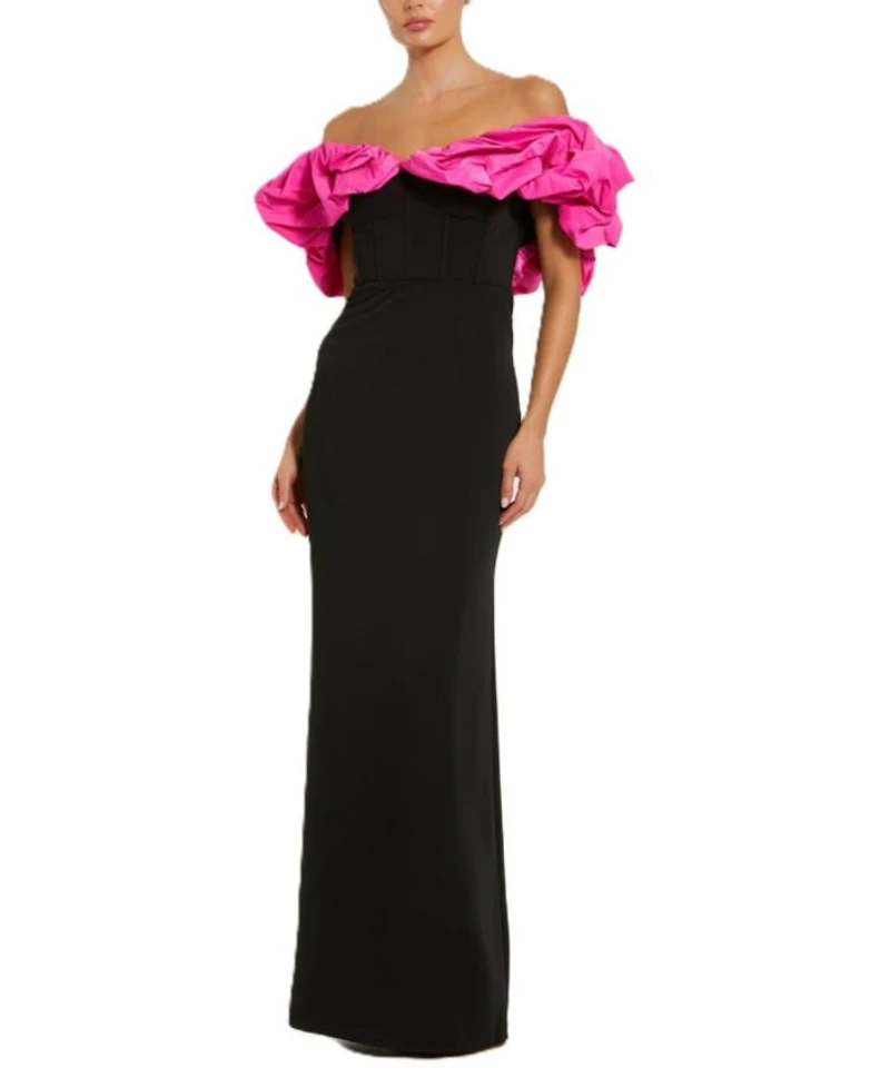 Crepe & Faille Off The Shoulder Gown