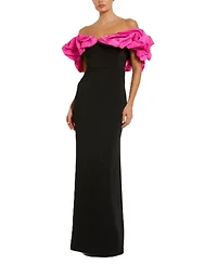 Crepe & Faille Off The Shoulder Gown
