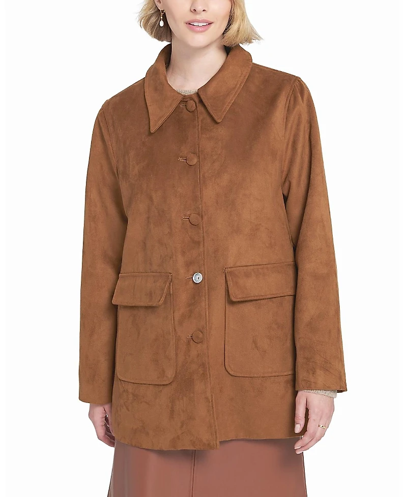 Elle Collection Faux Suede Car Coat