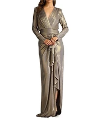 Pomona Metallic Waterfall Flounce Gown