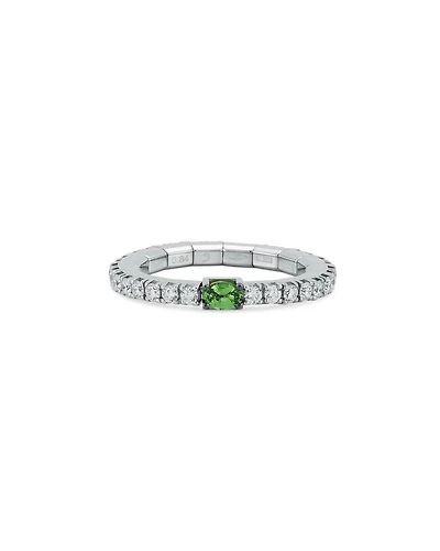 18K White Gold Extensible by Demeglio Tsavorite & Diamond Stretch Band