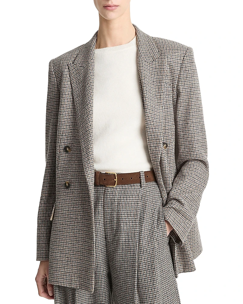 Vince Double Breasted Houndstooth Blazer