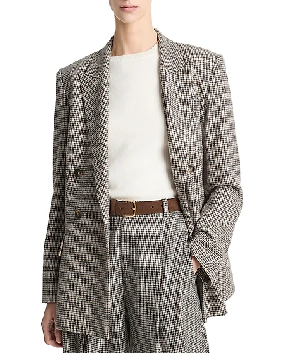 Vince Double Breasted Houndstooth Blazer