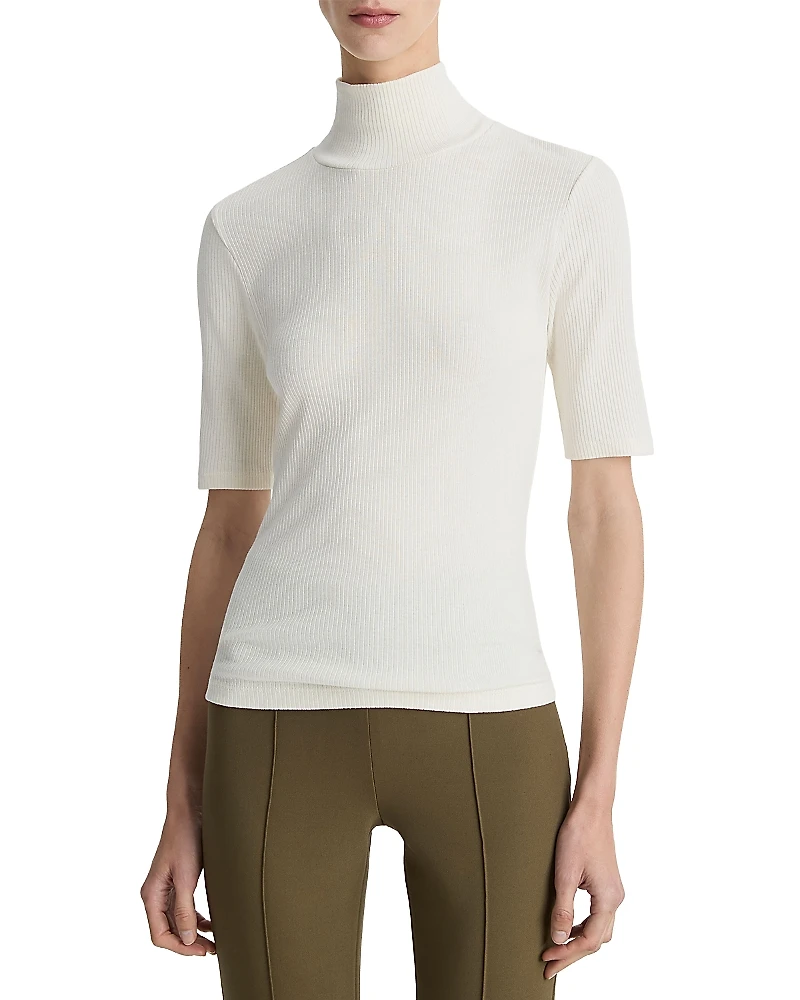 Vince Elbow Sleeve Turtleneck Top
