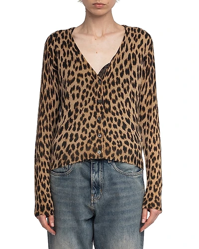 Zadig & Voltaire Manala Cp Print Leo Cashmere Cardigan