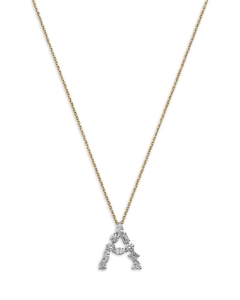 Bloomingdale's Fine Collection Luxe Collection Certified Mixed Cut Lab Grown Diamond Initial Pendant Necklace