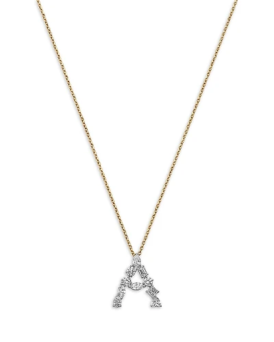 Bloomingdale's Fine Collection Luxe Collection Certified Mixed Cut Lab Grown Diamond Initial Pendant Necklace