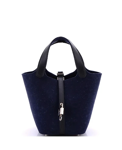 Pre-Owned HERMES Pm Picotin Lock Bag Felt with Leather