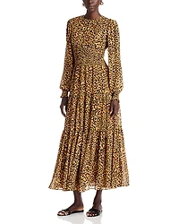 Michael Kors Smock Waist Tiered Maxi Dress