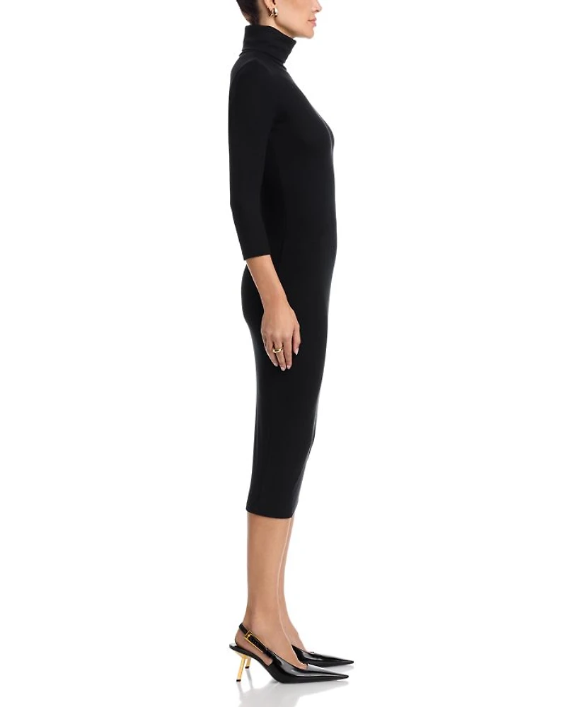 Voletta Three Quarter Sleeve Turtleneck Dress