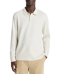 Vince Heathered Double Face Long Sleeve Polo Shirt