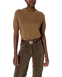 Gerard Darel Elsa Merino Wool Puff Sleeve Top