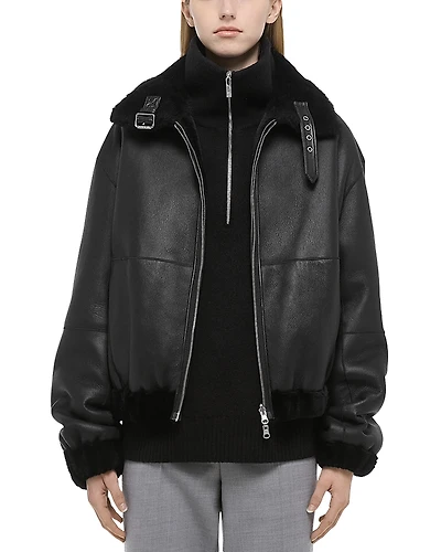 Helmut Lang Reversible Shearling Bomber Jacket
