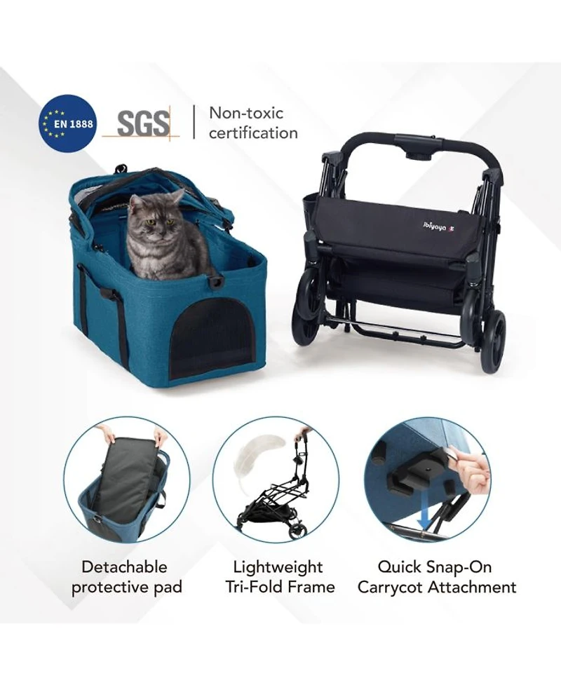 Essential Travois Tri Fold Pet Travel System XL with Detachable Carrier Pet Stroller