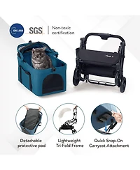 Essential Travois Tri Fold Pet Travel System XL with Detachable Carrier Pet Stroller