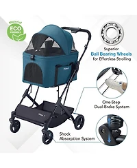 Essential Travois Tri Fold Pet Travel System XL with Detachable Carrier Pet Stroller
