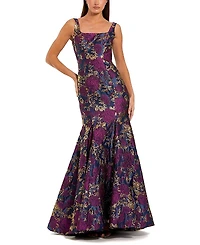 Mac Duggal Brocade Sleeveless Scoop Neck Trumpet Gown