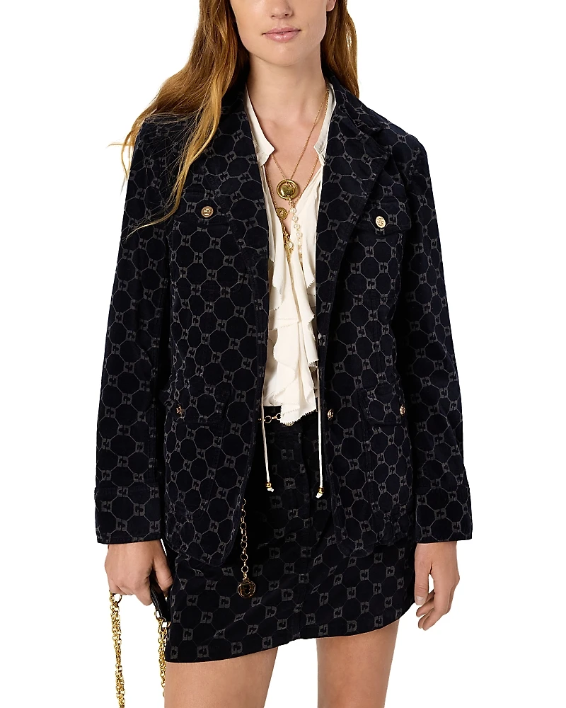 Gerard Darel Nyssa Monogrammed Button Down Jacket