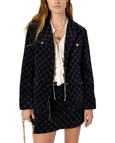 Gerard Darel Nyssa Monogrammed Button Down Jacket