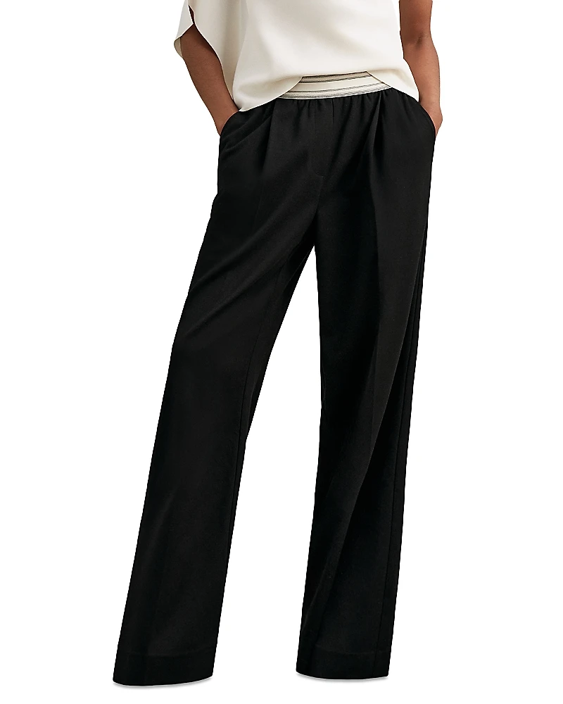 Reiss Camelia Waistband Wide Leg Pants