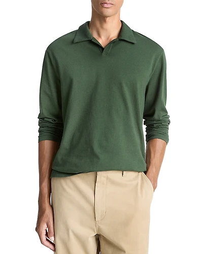 Vince Garment Dyed Long Sleeve Polo