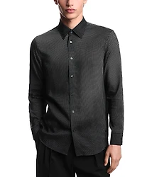Emporio Armani Micro Pattern Print Comfort Fit Button Down Shirt