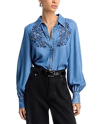 Cinq a Sept Rhinestone Embellished Shirt