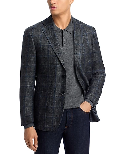 The Men's Store at Bloomingdale's Loro Piana Wool, Silk & Cashmere Fabric Plaid Unstructured Regular Fit Sport Coat