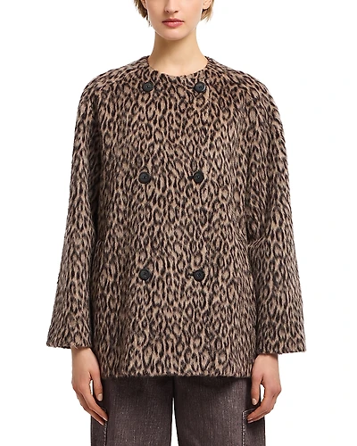 Emporio Armani Animal Print Faux Fur Peacoat