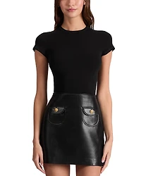 Alice and Olivia Sydney Faux Leather A Line Mini Dress