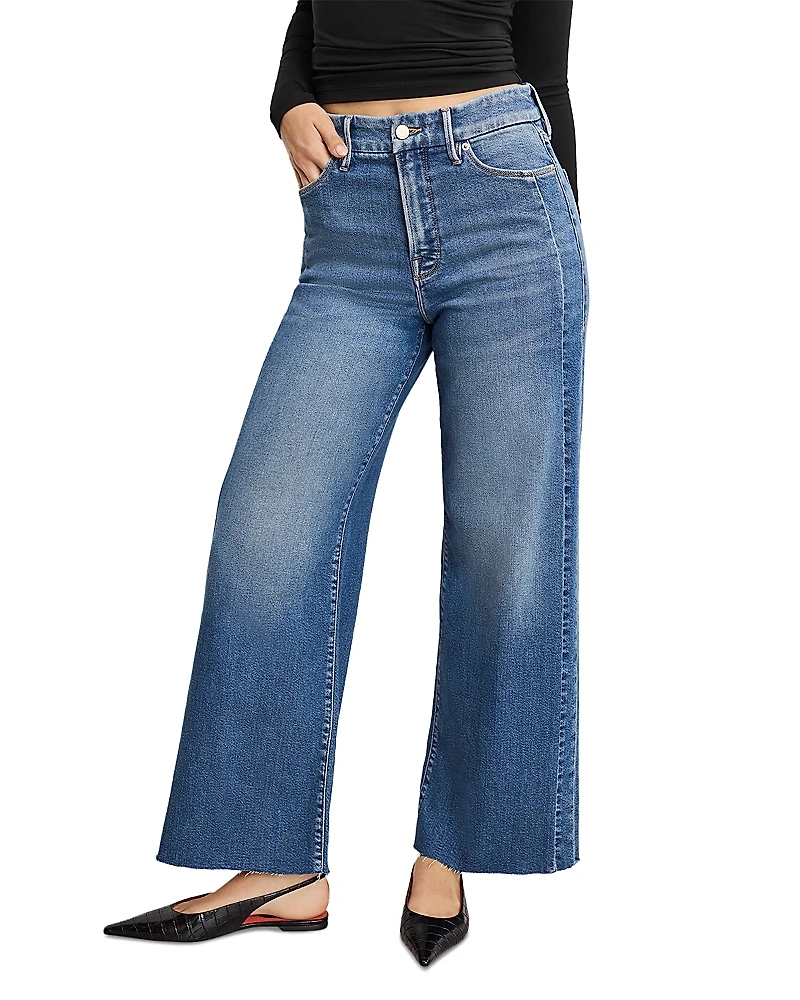 Good American Skate Cropped Wide Leg Jeans